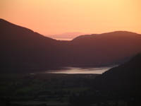 Sunset over Bassenthwaite Lake, across The Solway to Scotland